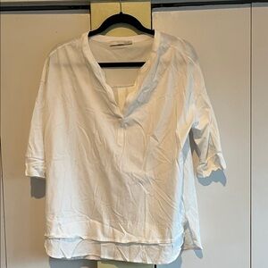 Relaxed White V-Neck Tunic Top by Oui